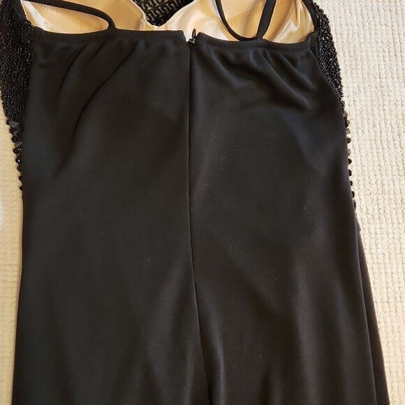 La Perla Vintage black beaded & sequined top one shoulder wrap maxi dress s 42/8 - Picture 13 of 16